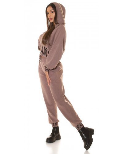 Trening dama casual, oversize vascoza cappuccino Roupa Treninguri dama, Trening dama casual, oversize vascoza cappuccino Roupa - jojofashion.ro