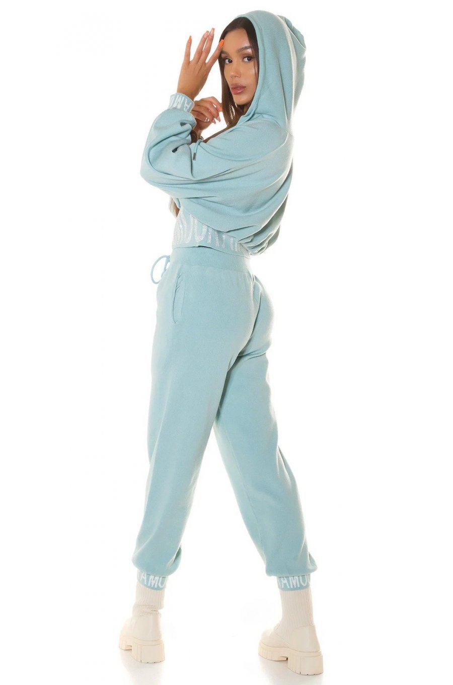 Trening dama casual, oversize vascoza menta Roupa Trening dama casual, oversize vascoza menta Roupa 2 - jojofashion.ro