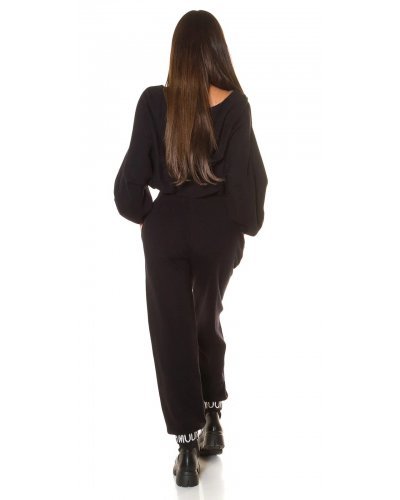 Trening dama casual, oversize vascoza neagra Roupa Treninguri dama, Trening dama casual, oversize vascoza neagra Roupa - jojofashion.ro