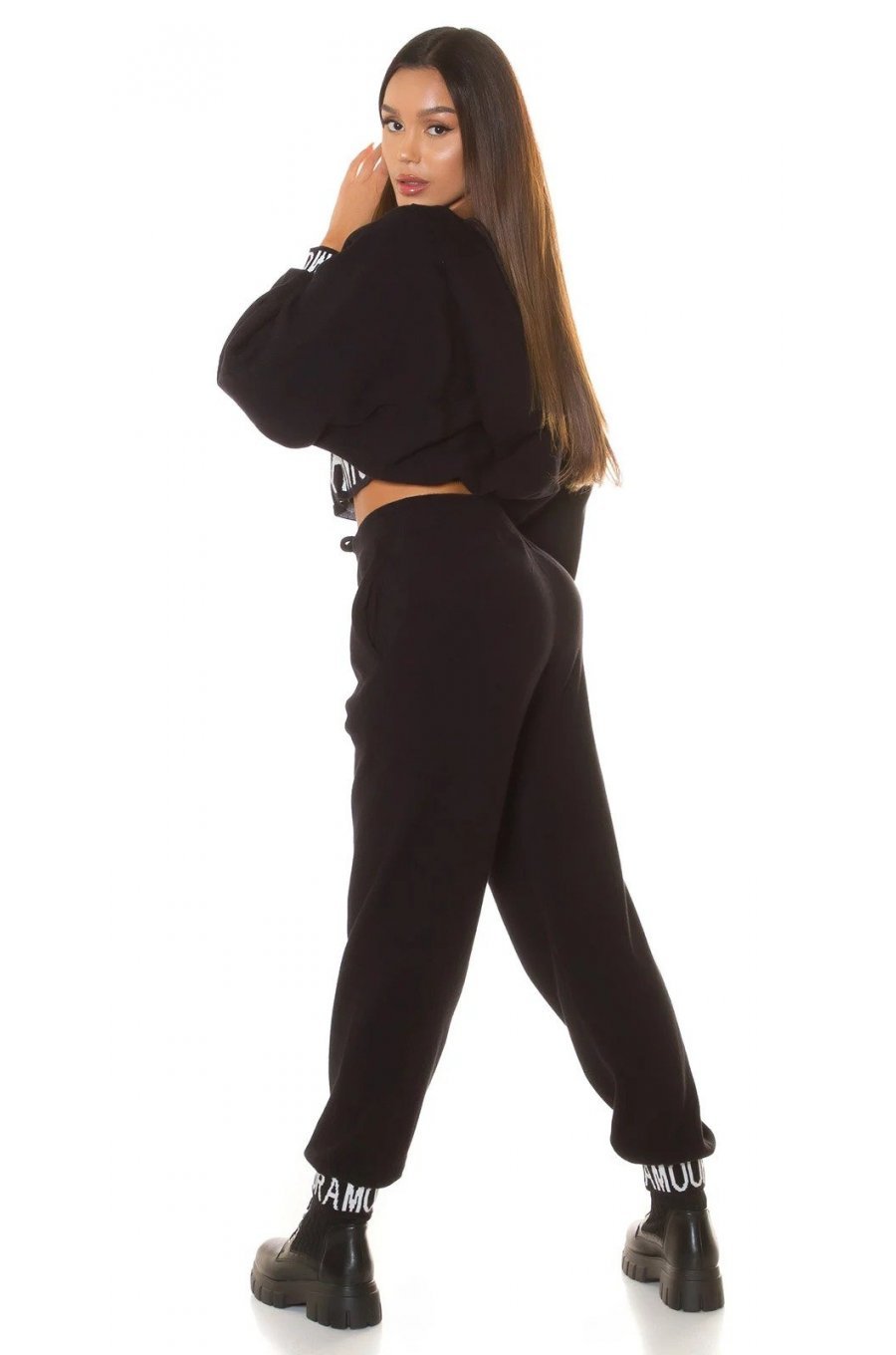 Trening dama casual, oversize vascoza neagra Roupa Trening dama casual, oversize vascoza neagra Roupa 3 - jojofashion.ro
