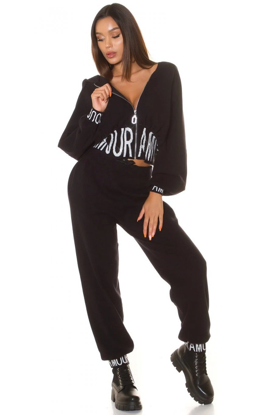 Trening dama casual, oversize vascoza neagra Roupa Trening dama casual, oversize vascoza neagra Roupa 4 - jojofashion.ro