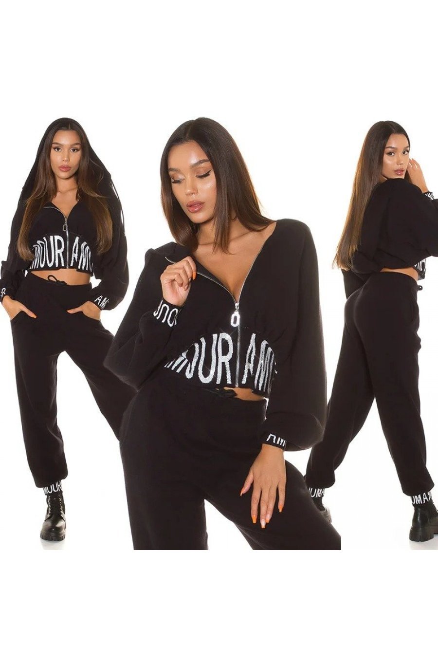 Trening dama casual, oversize vascoza neagra Roupa Trening dama casual, oversize vascoza neagra Roupa 5 - jojofashion.ro