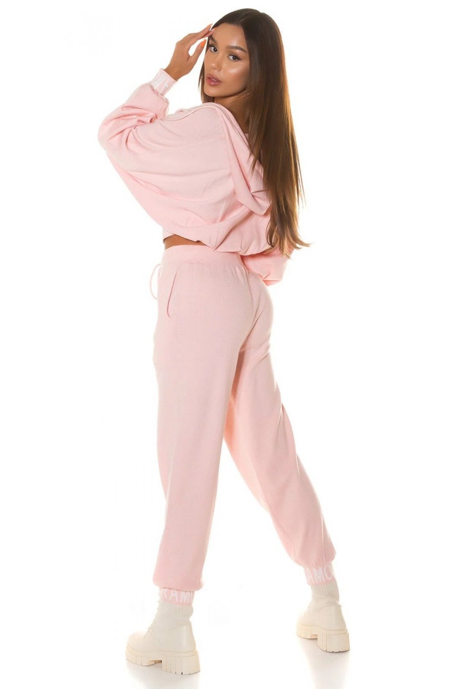 Trening dama casual, oversize vascoza roz pal Roupa Trening dama casual, oversize vascoza roz pal Roupa 2 - jojofashion.ro