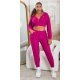 Trening dama roz fucsia, cu bluza crop, buzunare si gluga, Nakamura Trening dama roz fucsia, cu bluza crop, buzunare si gluga, Nakamura 2 - jojofashion.ro