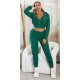 Trening dama verde, cu bluza crop, buzunare si gluga, Nakamura Trening dama verde, cu bluza crop, buzunare si gluga, Nakamura 2 - jojofashion.ro