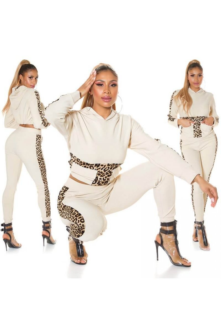 Trening de dama casual, bej, leopard print Lopez Trening de dama casual, bej, leopard print Lopez 5 - jojofashion.ro