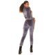 Trening dama casual, din catifea, gri cu print leopard Laurette 3 - jojofashion.ro