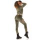 Trening dama casual, din catifea, kaki cu print leopard Laurette 3 - jojofashion.ro