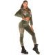 Trening dama casual, din catifea, kaki cu print leopard Laurette 4 - jojofashion.ro