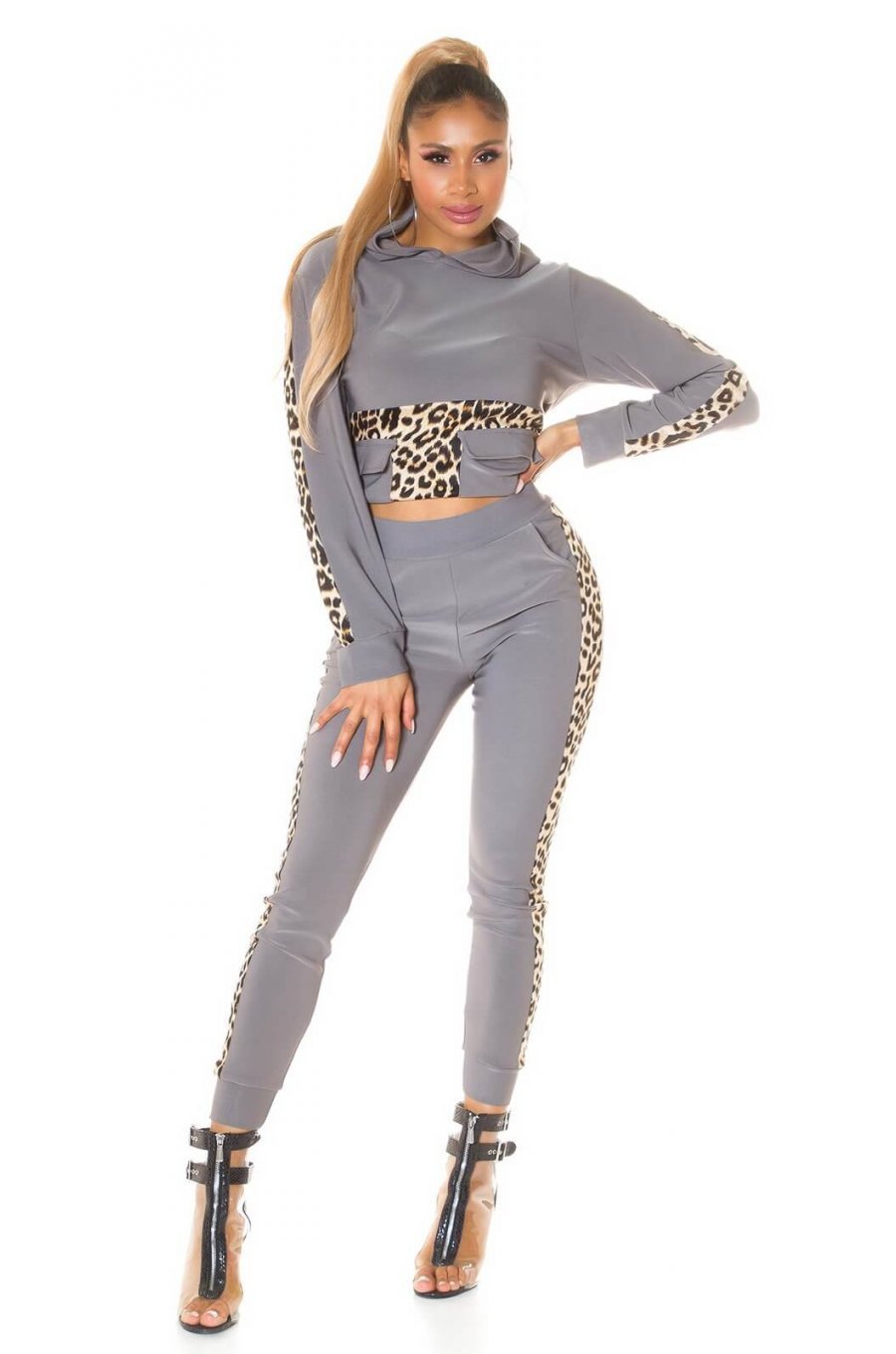 Trening de dama casual, gri, leopard print Lopez Trening de dama casual, gri, leopard print Lopez 3 - jojofashion.ro