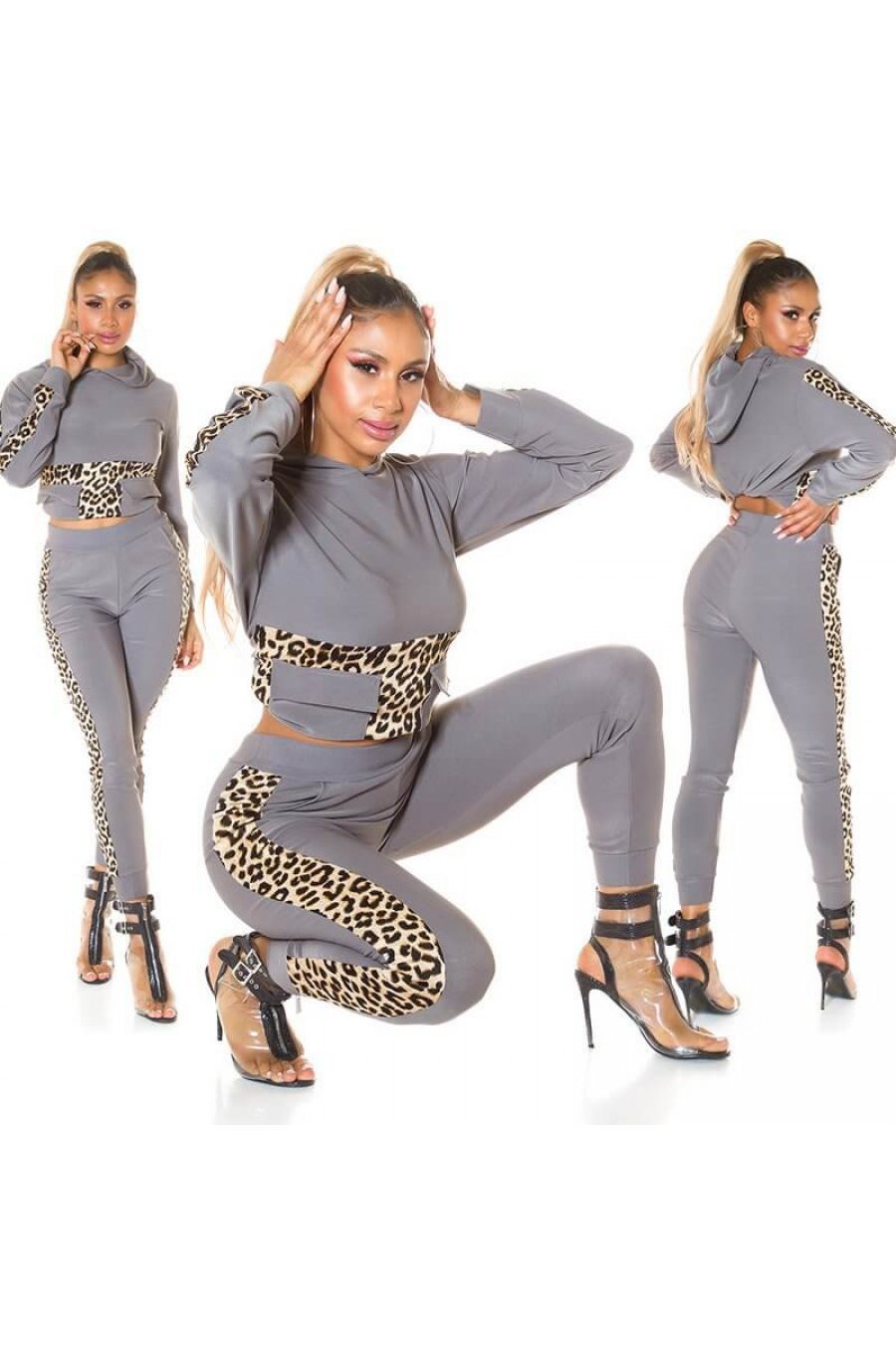 Trening de dama casual, gri, leopard print Lopez Trening de dama casual, gri, leopard print Lopez 4 - jojofashion.ro