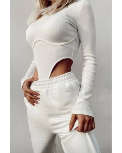 Body dama casual bumbac tetra bej cu decupaj Maylea Body dama casual bumbac tetra bej cu decupaj Maylea - jojofashion.ro