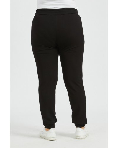 Pantaloni dama XXL sport, negri cu dungi albe Onessa - jojofashion.ro