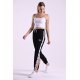 Pantaloni trening dama, negri cu dunga alba, din bumbac, cu capse pe picior, Leah 4 - jojofashion.ro
