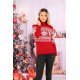 Pulover dama tricotat rosu de Craciun cu guler inalt Sabella 2 - jojofashion.ro