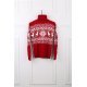 Pulover dama tricotat rosu de Craciun cu guler inalt Sabella 3 - jojofashion.ro