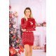 Rochie tricotata, scurta, rosie de Craciun Della 2 - jojofashion.ro