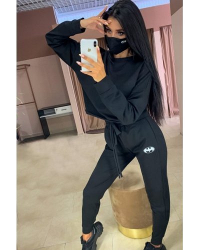 Set Trening dama bumbac, negru, si masca protectie Eliza - jojofashion.ro