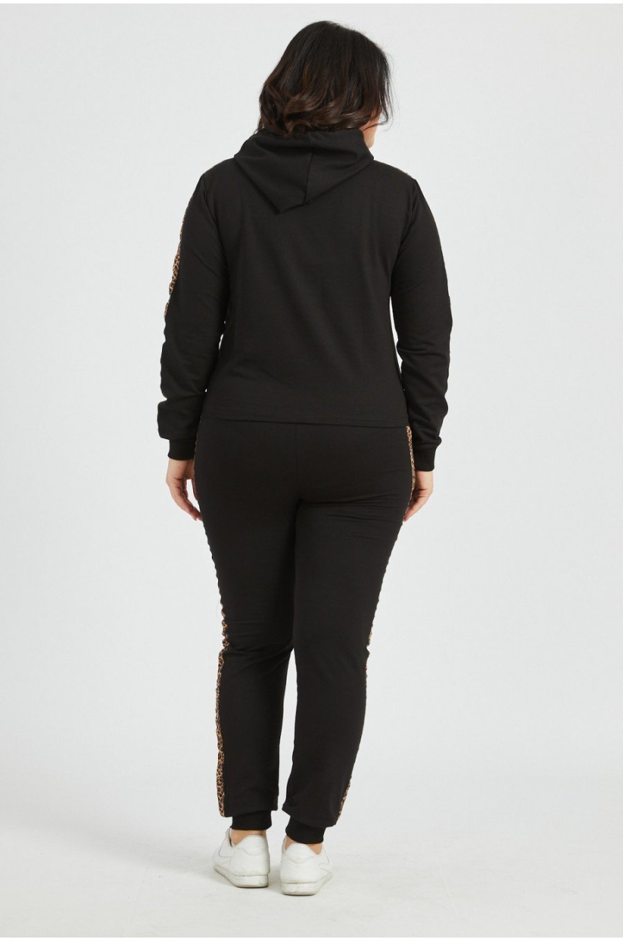Trening dama XXL, negru cu dungi animal print Tammy 4 - jojofashion.ro
