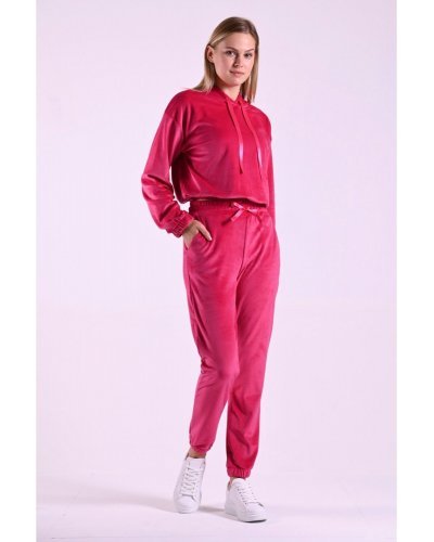 Trening dama casual, catifea, roz fucsia Elisa Treninguri dama, Trening dama casual, catifea, roz fucsia Elisa - jojofashion.ro