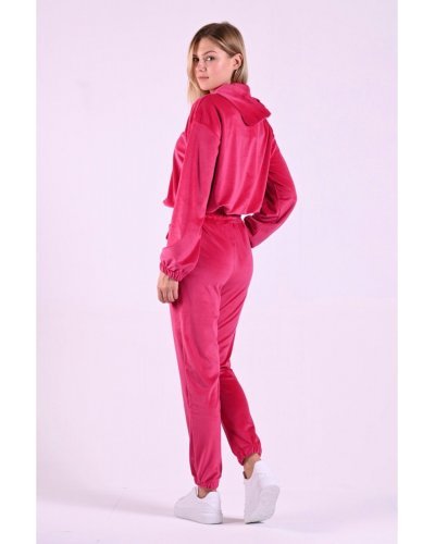 Trening dama casual, catifea, roz fucsia Elisa Treninguri dama, Trening dama casual, catifea, roz fucsia Elisa - jojofashion.ro