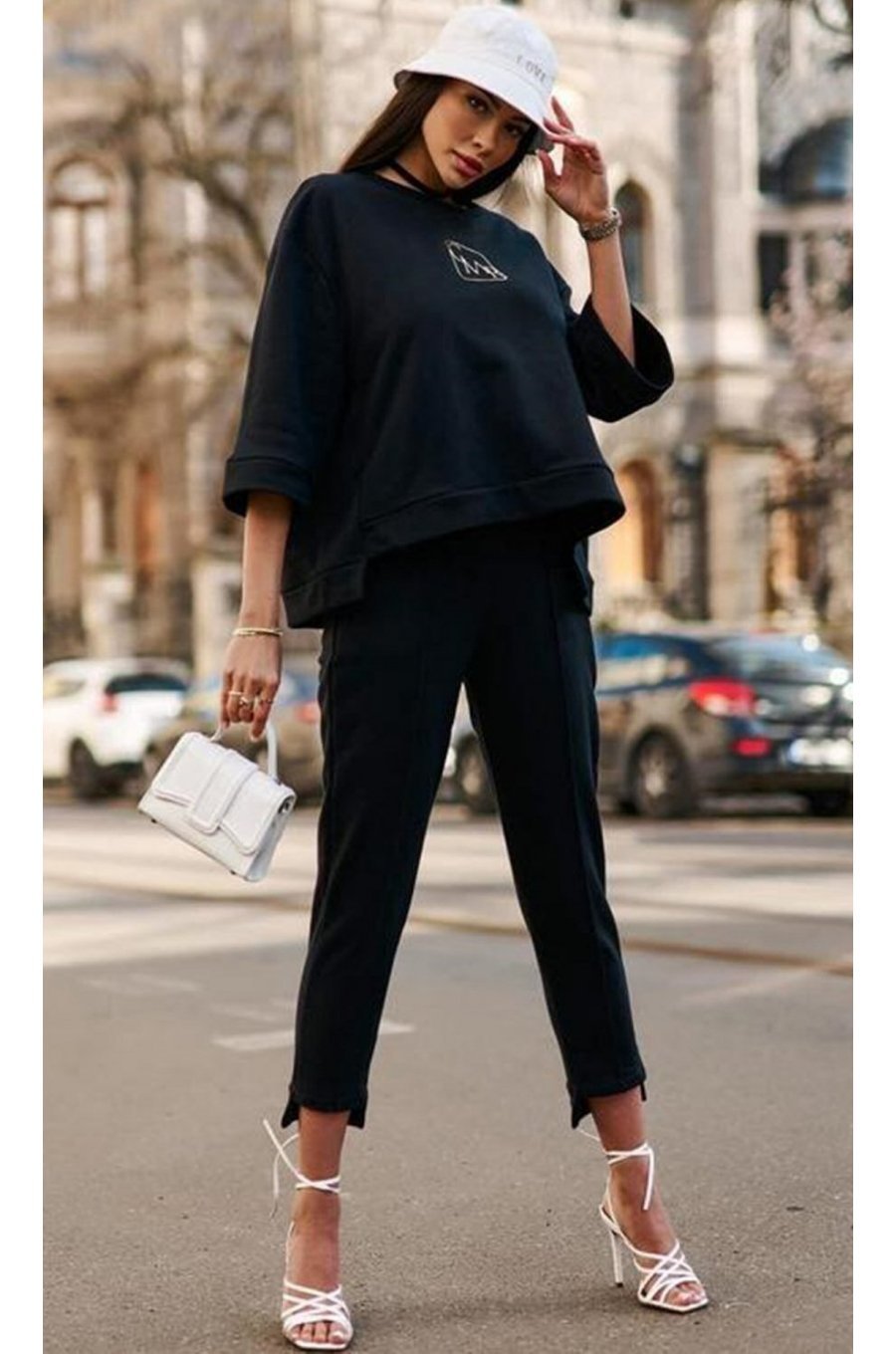 Trening casual, bumbac, negru, asimetric, Julienna Trening casual, bumbac, negru, asimetric, Julienna 1 - jojofashion.ro