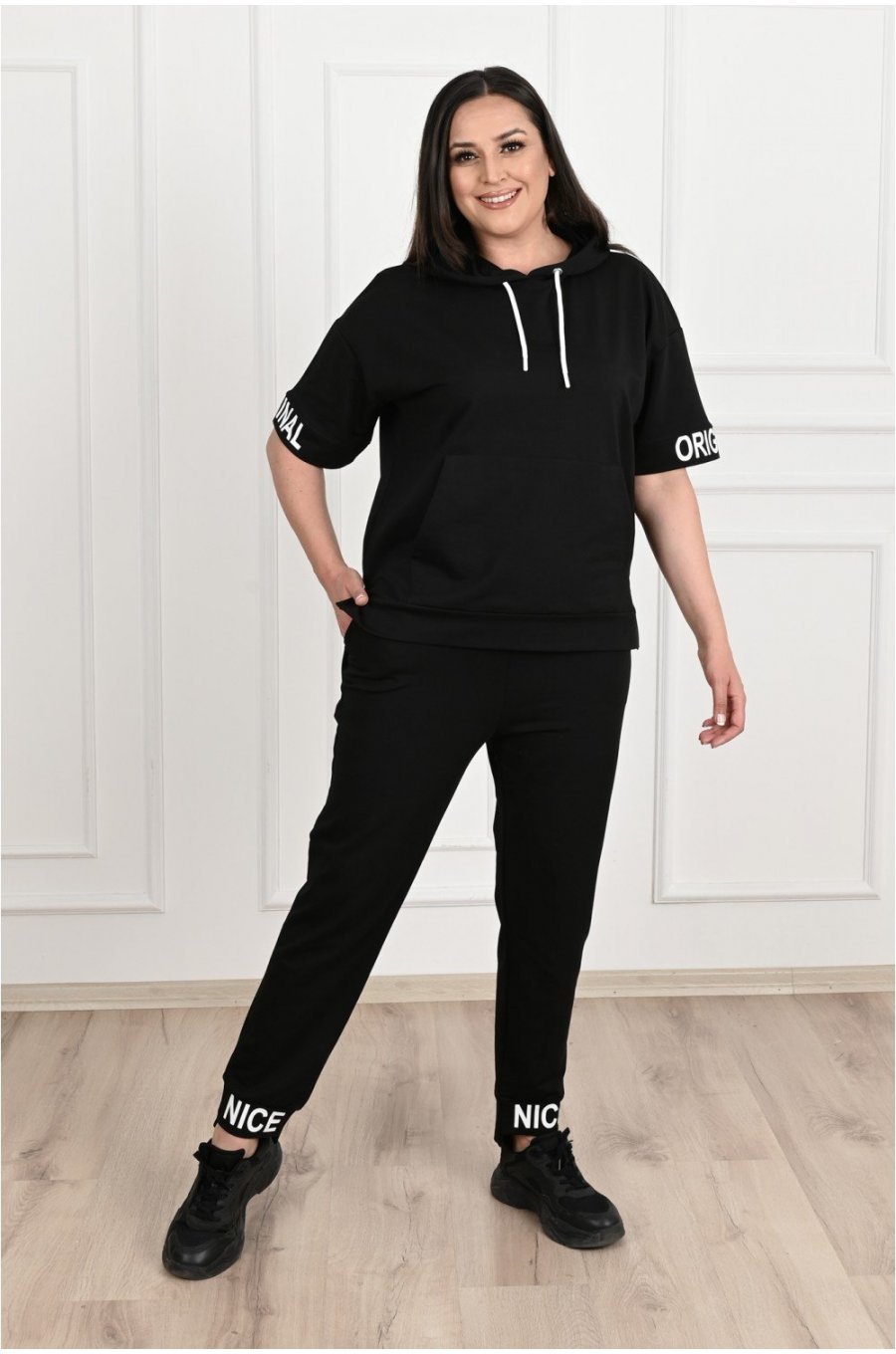Trening dama batal bumbac negru casual Ammone 4 - jojofashion.ro