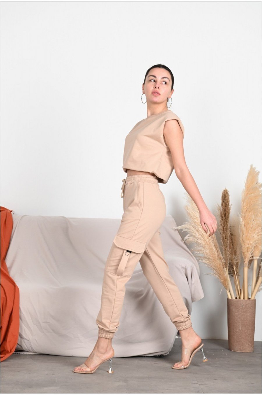 Trening dama bumbac, bej, stil cargo Havva Trening dama bumbac, bej, stil cargo Havva 3 - jojofashion.ro