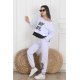 Trening dama sport bumbac alb cu imprimeu negru BoyBye Trening dama sport bumbac alb cu imprimeu negru BoyBye 3 - jojofashion.ro