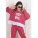 Trening dama sport, bumbac roz cu print alb, BoyBye Trening dama sport, bumbac roz cu print alb, BoyBye 3 - jojofashion.ro