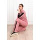Trening dama sport, bumbac roz pudrat, cu capse functionale, Vallery 2 - jojofashion.ro