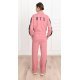 Trening dama sport, bumbac roz pudrat, cu capse functionale, Vallery 3 - jojofashion.ro