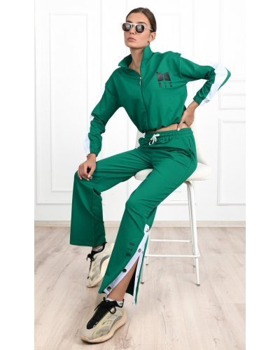 Trening dama sport, bumbac verde, cu capse functionale, Vallery - jojofashion.ro