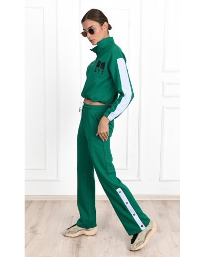 Trening dama sport, bumbac verde, cu capse functionale, Vallery - jojofashion.ro