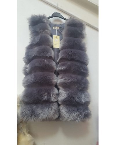 Vesta dama din blana eco gri Felicia Veste dama, Vesta dama din blana eco gri Felicia - jojofashion.ro