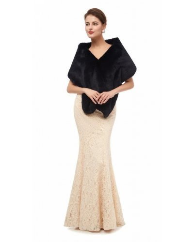 Sal din blana artificiala, negru, elegant, Rialda Geci dama, Sal din blana artificiala, negru, elegant, Rialda - jojofashion.ro