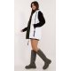 Vesta dama alba cu doua fete, midi, din fas, cu gluga, Sayya 2 - jojofashion.ro
