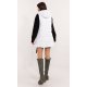Vesta dama alba cu doua fete, midi, din fas, cu gluga, Sayya 3 - jojofashion.ro
