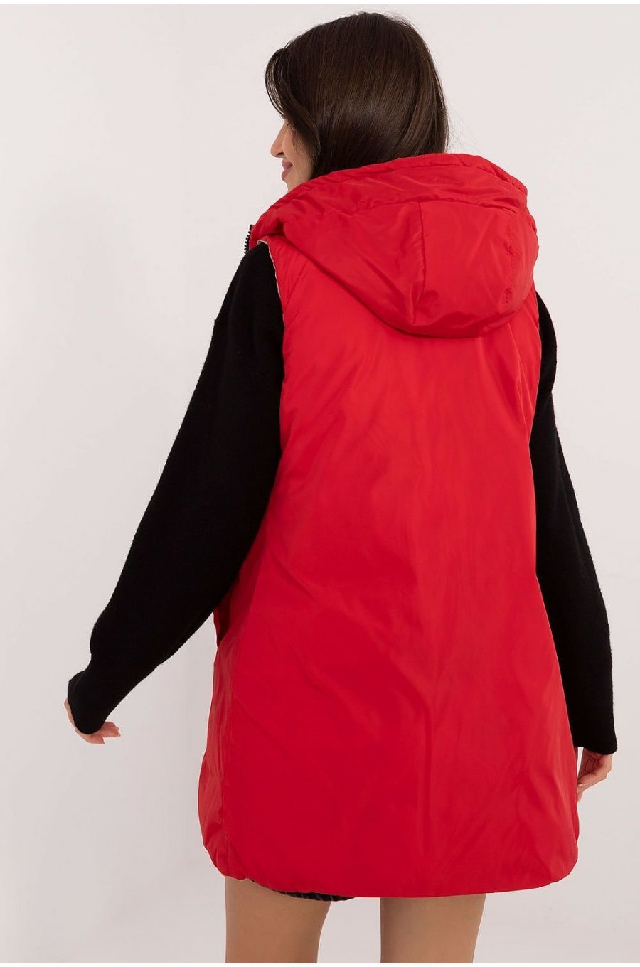 Vesta dama bej cu doua fete, midi, din fas, cu gluga, Sayya1 3 - jojofashion.ro