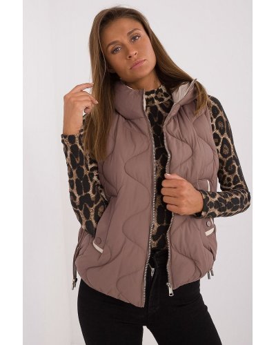 Vesta dama cappuccino MBM, matlasata, cu puf si gluga, Ruky3 Veste dama, Vesta dama cappuccino MBM, matlasata, cu puf si gluga, Ruky3 - jojofashion.ro