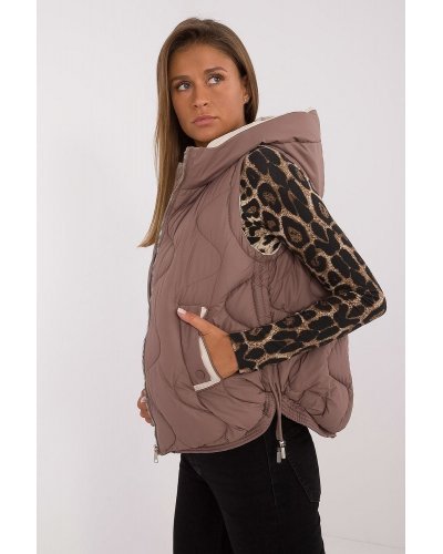 Vesta dama cappuccino MBM, matlasata, cu puf si gluga, Ruky3 Veste dama, Vesta dama cappuccino MBM, matlasata, cu puf si gluga, Ruky3 - jojofashion.ro