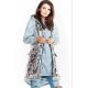 Vesta dama lunga asimetrica, argintie, lucioasa, cu gluga si buzunare, Shauna 2 - jojofashion.ro