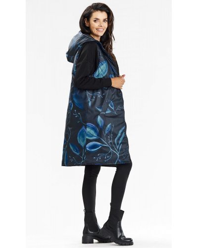 Vesta dama lunga, cu doua fete, neagra, cu gluga, Nehir1 Vesta dama lunga, cu doua fete, neagra, cu gluga, Nehir1 - jojofashion.ro