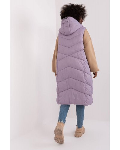 Vesta dama lunga matlasata, oversize, lila, captusita, cu gluga si buzunare, Salma Veste dama, Vesta dama lunga matlasata, oversize, lila, captusita, cu gluga si buzunare, Salma - jojofashion.ro