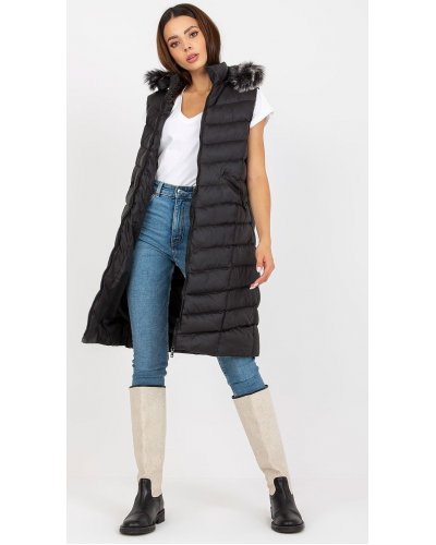 Vesta dama lunga, neagra, cu gluga si blanita, Raluka Veste dama, Vesta dama lunga, neagra, cu gluga si blanita, Raluka - jojofashion.ro