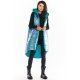Vesta dama lunga oversize, albastra cu reflexii, asimetrica, cu gluga, Stacy 2 - jojofashion.ro