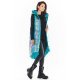 Vesta dama lunga oversize, albastra cu reflexii, asimetrica, cu gluga, Stacy 3 - jojofashion.ro