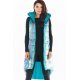 Vesta dama lunga oversize, albastra cu reflexii, asimetrica, cu gluga, Stacy 4 - jojofashion.ro