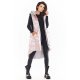 Vesta dama lunga oversize, roz cu reflexii argintii, asimetrica, cu gluga, Stacy 2 - jojofashion.ro
