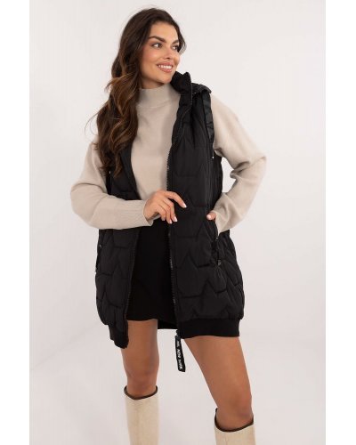 Vesta dama matlasata, neagra, midi, cu gluga, Lournes1 Veste dama, Vesta dama matlasata, neagra, midi, cu gluga, Lournes1 - jojofashion.ro